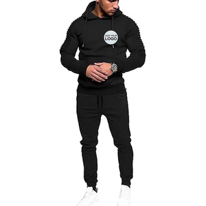 Ensemble de survêtement en molleton d'hiver pour homme, 100% coton tissé, sweat-shirt à capuche et pantalon de jogging, vêtements de sport, streetwear - Product Image 1