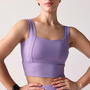 Ensemble de yoga violet pour femme, legging taille haute et crop top à col carré, 2 pièces, sans couture, pour entraînement et sport, en polyester - Product Image 6