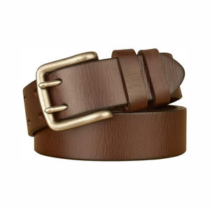 Ceinture d'affaires de luxe pour hommes avec logo personnalisé en cuir véritable boucle à ardillon en alliage cuir de vachette pleine fleur fendu personnalisable en usine - Product Image 1