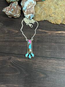 Collar de Plata de Ley Hecho a Mano con Turquesa Algodón de Azúcar, Joyería Nizhoni Auténtica, Certificado IGI, Chapado en Oro de 18K, Lujo - Product Image 2