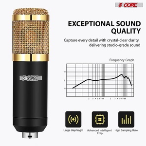 5Core Recording <b>Microphone</b> Podcast Bundle Professional <b>Condenser</b> Cardioid Mic Kit w Boom Arm - Product Image 5