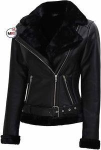 Vente en gros de veste Sherpa de haute qualité avec logo personnalisé Vestes en peau d'agneau véritable pour femmes Veste en cuir respirante OEM pour femmes - Product Image 2