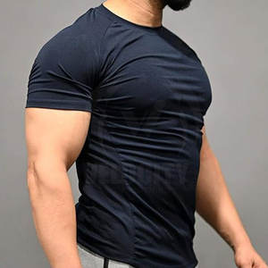 Vente en gros 100% coton T-shirt coupe ajustée pour hommes T-shirt de fitness à col rond avec logo OEM personnalisé et design de couleur - Product Image 6