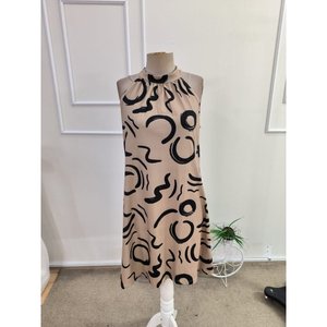 Vestido corto entrelazado con estampado y cuello halter sin hombros para mujer, 34894 - Dorado - Product Image 5