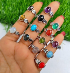 แหวนทองเหลืองกันน้ำสำหรับวันครบรอบแหวนอัญมณีธรรมชาติผสมเงินสเตอลิงสูง - Product Image 4