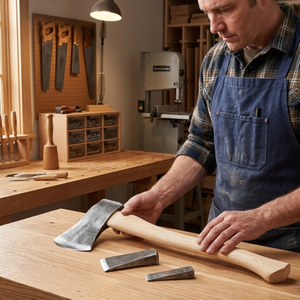 Manche de hache en bois de hêtre laqué de 60 cm, pièce de rechange pour haches de 1,1 à 1,2 kg, vente en gros, logo personnalisé - Product Image 2