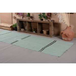 Modern Green <b>Black</b> Wool <b>Rug</b> 3.5 X 11.1ft Classic Handmade Vintage Turkish Patchwork Design for Entryway Rectangle Hallway Latex - Product Image 4