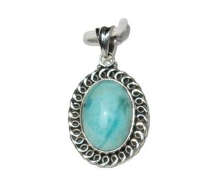 Cabujón de Larimar verde Natural, colgante Unisex de Plata de Ley 925, forma ovalada, ajuste de bisel, piedras de cristal curativas, Piedras envolventes - Product Image 2