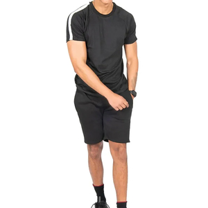 Gym Active Men's Pink Vintage Sporty Solid <b>T</b>-<b>Shirt</b> Shorts Set Stand <b>Collar</b> Quick Dry Knitted Eco-Friendly ODM Winter Plain Dyed - Product Image 1