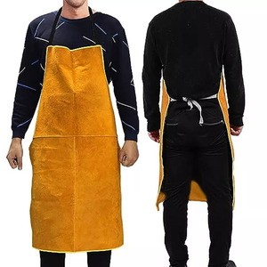 Tablier de soudage sans manches en cuir de vache robuste Tablier de bavoir ignifuge résistant à la chaleur résistant à l'huile Durable - Product Image 4