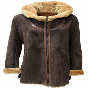 Chaqueta de Invierno de Piel de Oveja Genuina para Mujer, Corte Entallado, Cierre Largo con Cremallera, Cuello de Piel, con Proceso de Esquilado - Product Image 1