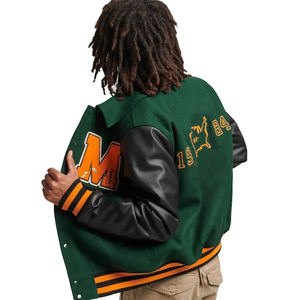 2023ขายส่งสีหนังแขนผ้าขนสัตว์ร่างกายสบายพรีเมี่ยมที่มีคุณภาพสูงของผู้ชายเย็บปักถักร้อยตัวแทนแจ็คเก็ตสำหรับผู้ชาย - Product Image 2