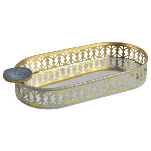 Stylish Rectangle <b>Tray</b> <b>Jewelry</b> Display Trinket <b>Tray</b> With Glass Mirror and Plated Finishing for Home Design Makeup <b>Tray</b> - Product Image 6