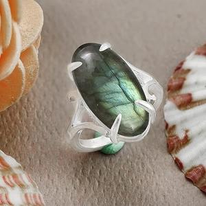 Anillo hecho a mano de Plata de Ley 925 sólida con piedra preciosa labradorita de fuego múltiple natural ¡Sello 925 para bodas y fiestas! - Product Image 3