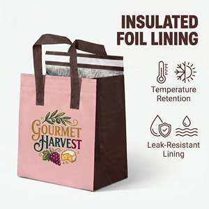 LANJO Insulated <b>Food</b> Bag Custom Nonwoven <b>Food</b> Delivery Bag Keep Warm Cold Delivery Insulation <b>Reusable</b> <b>Pouches</b> - Product Image 3