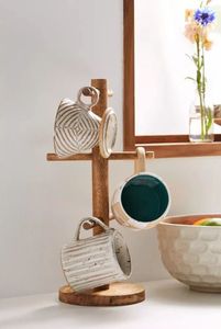 High quality wooden rack cup holder Marvelous Design Wooden Standing Cup Holder with Multifunction for Hotel <b>Kitchen</b> Use - Product Image 2