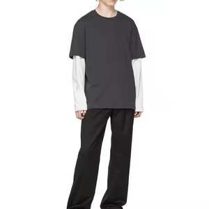 100% coton haute qualité Double couche à manches longues T-shirt Streetwear pour hommes T-shirt thermique vierge surdimensionné - Product Image 5