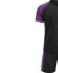 Ensemble de maillot et short de sport personnalisé noir et violet en polyester respirant imprimé par sublimation, uniforme d'équipe pour l'entraînement - Product Image 4