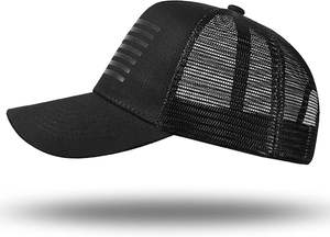 Gorro de malla de verano de 5 paneles personalizado al por mayor parche bordado de camión de sarga de algodón negro de alta calidad logotipo unisex - Product Image 2