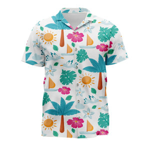 Botón transpirable Hombres Mujeres Vacaciones Playa Camisa Sol y Cactus Patrón Sublimación Imprimir Secado rápido Camisas hawaianas - Product Image 6