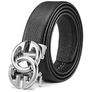 Ceinture en cuir véritable pour hommes, tenues décontractées de qualité supérieure et tenues d'affaires avec boucle en alliage élégante - Product Image 4