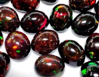 GEMFORTE INC Opale de feu noire, cabochon de forme ovale 14x12MM, grande pierre précieuse en vrac, opale éthiopienne polie, fabriquée à la main