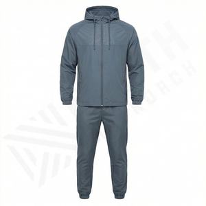 Ensemble de survêtement décontracté pour homme, veste courte à capuche et pantalon de jogging, 2 pièces, fermeture éclair, coton, coupe-vent, streetwear - Product Image 1