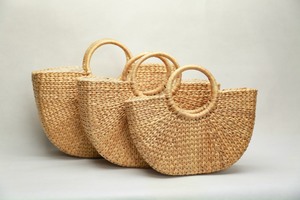 ARTÍCULO SUPERIOR Bolso de Mano Hecho a Mano con Asa de Jacinto de Agua de Vietnam, Diseño de Loto Azul, Venta al por Mayor - Product Image 4