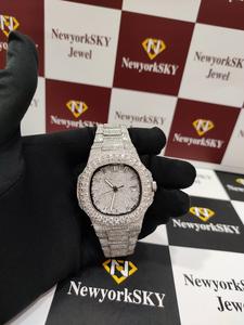 Montres glacées de style de luxe pour hommes VVS Clarity Moissanite Mouvement à quartz en acier inoxydable Direct Indian Big Manufacturer Prix bas - Product Image 2