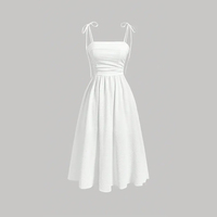 Robe midi élégante pour femme en satin, coupe droite, dos nu, à fines bretelles, taille naturelle, coupe trapèze, anti-plis, écologique, à motif numérique
