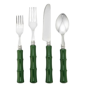 Elegante juego de cubiertos de plata de acero inoxidable con mango de resina de color esmalte para hoteles y restaurantes Juegos de cubiertos de vajilla - Product Image 5