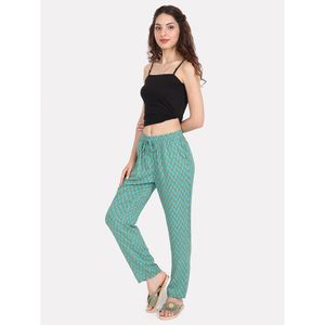 Pantalones de descanso Evolve para mujer, de algodón, estampados, relajados, con bolsillos, color verde azulado - Product Image 2