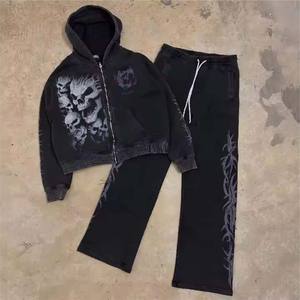 2025 nouveauté survêtement lourd lavé à l'acide Vintage et Logo ensembles de pantalons de survêtement dernière conception unisexe pour hommes - Product Image 2