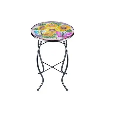 طاولة زجاجية دائرية من الفسيفساء مع طاولة قهوة بنمط زهور ديكور منزلي حديث هدية عائلية بأفضل الأسعار