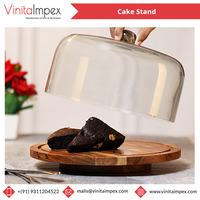 Support à gâteau en verre et bois de couleur naturelle, durable, de haute qualité, à prix abordable, pour la décoration de la maison, les gâteaux, les pâtisseries, les muffins, les outils en verre