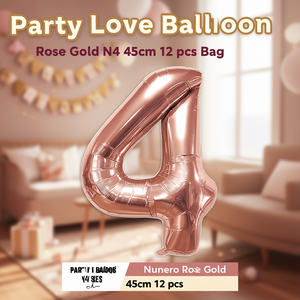 Palloncini Numero Party Love Oro Rosa N4 45cm Confezione da 12 Pezzi - Product Image 3