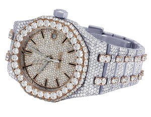 Reloj de Diamantes Moissanite VVS de Acero Inoxidable Blanco de Dos Tonos para Hombre, Estilo Hip Hop, Automático, Mecánico, de Lujo, Calidad Premium - Product Image 6
