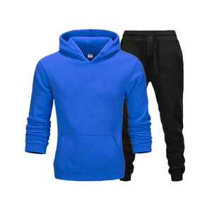 Hot Selling <b>Men's</b> Comfortable 100% Cotton Tracksuit Breathable Cotton Fleece Pullover <b>Hoodie</b> <b>Black</b> Pant Set Plus Size Autumn - Product Image 2