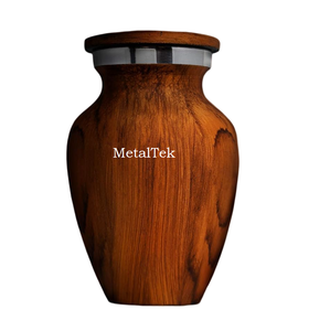 โกศเผาศพขนาดเล็กพร้อมผิวไม้ที่เป็นของที่ระลึกโลหะขนาดเล็กสำหรับเก็บขี้เถ้ากระดูกโกศขนาดเล็ก - Product Image 1