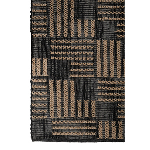 พรมปูพื้นลายเรขาคณิต Nomadic Threads รุ่น PDJT-223 ทำจากปอกระเจาและป่าน ทอแบบเรียบ สีเทาและสีดำ สำหรับห้องนั่งเล่น ห้องนอน และทางเดินของวัยรุ่น - Product Image 4