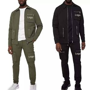 Ensemble Cargo Homme Hiver Personnalisé en Gros, Style Streetwear, avec Poches, en Polaire, Veste et Pantalon Deux Pièces, Survêtement - Product Image 1