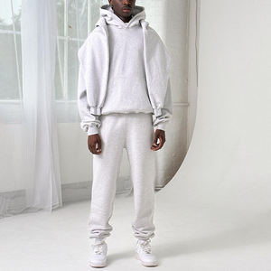 Fabricant d'équipement d'origine Costume de jogging brodé avec logo personnalisé Vendeur Vente en gros Survêtement unisexe Survêtement Femmes Hommes Sweats à capuche et pantalon de survêtement Ensemble 2 pièces - Product Image 3