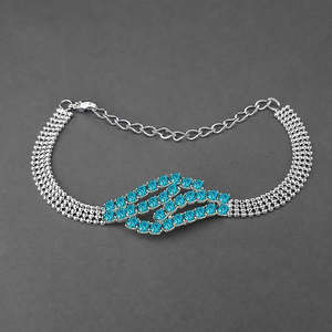 Urthn Fine <b>Beaded</b> <b>Bracelet</b> <b>Silver</b> Plated with Blue Austrian Stone 1401711 - Product Image 1