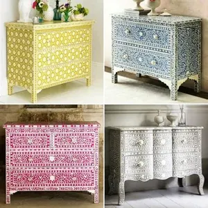 Mesa consola de MDF hecha a mano moderna de madera con incrustaciones de hueso plegable y apilable para dormitorio o sala de estar decoración del hogar - Product Image 2