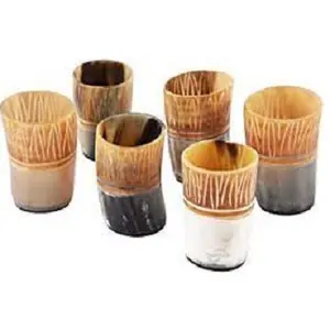 Natural Finished Ox Buffalo Horn Shot Glass Wholesale Exporter Custom Polished Design Beer Drinking slant drinking glass