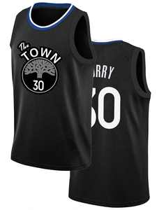 Camiseta de baloncesto No.30 para hombre en negro, ropa deportiva de talla grande con estampado de verano transpirable y detalles cosidos bordados - Product Image 6