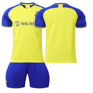 24 breathable football suit set League yellow jersey print number with socks