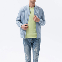 Veste bomber d'hiver légère et respirante pour homme en coton 100% de Hizli Industries, fermeture éclair intégrale, coupe-vent décontracté, col montant