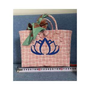 Versatile Plastic Fashion Handwoven <b>Bag</b> Durable and Trendy Perfect for Shopping Picnics and Daily Use <b>Blue</b> Lotus Cherish - Product Image 1