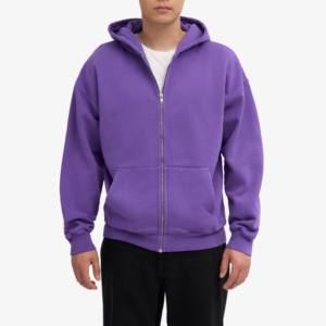 Venta al por mayor de sudaderas con capucha impresas con logotipo personalizado 100% algodón cuello redondo con cremallera en blanco liso Unisex sudaderas con capucha de gran tamaño para hombres - Product Image 6